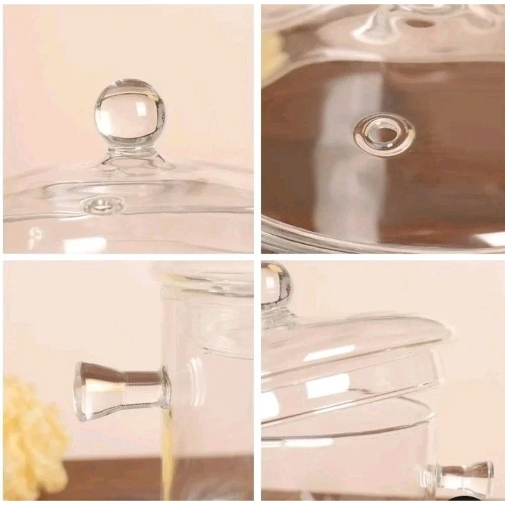 Clear Glass Pot Set for Cooking On Stove - 1.l/45 Fl‎ Oz Glass Cookware Simme...